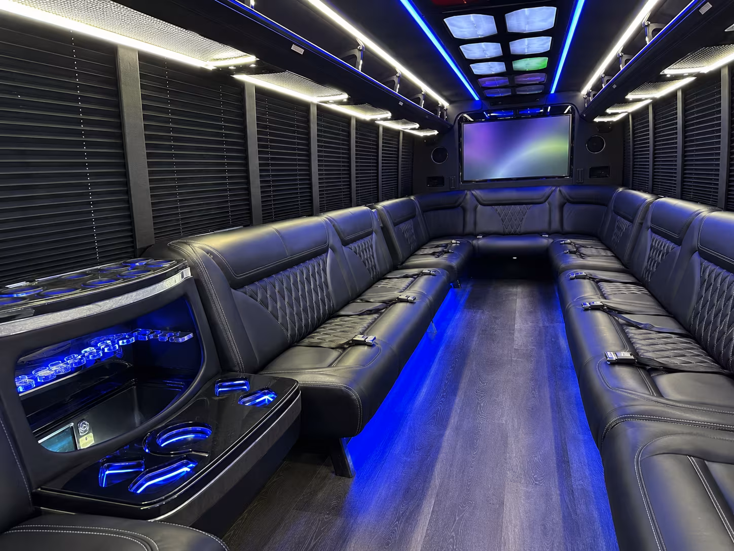 coral springs 20 passenger party bus inside
