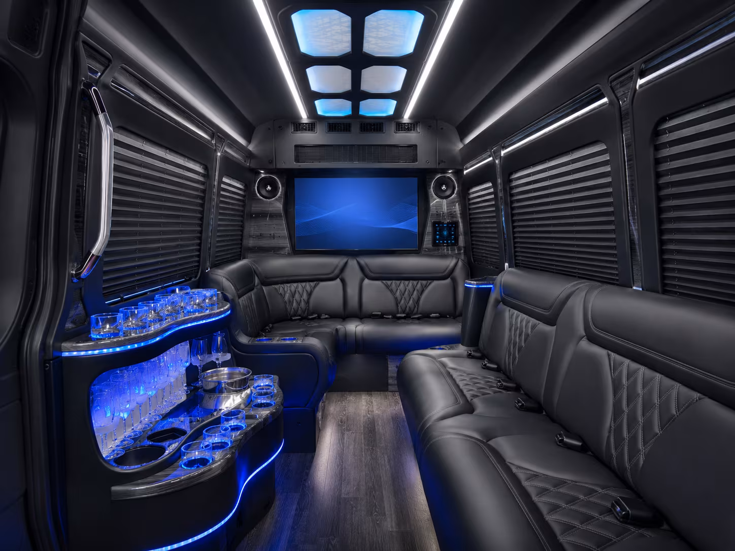 coral springs 50 passenger party bus interior